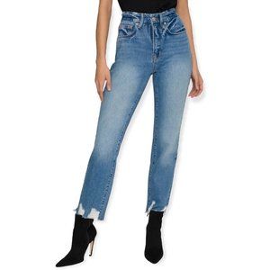 Good American Good Vintage High Waist Jagged Hem Straight Leg Jeans 2/26